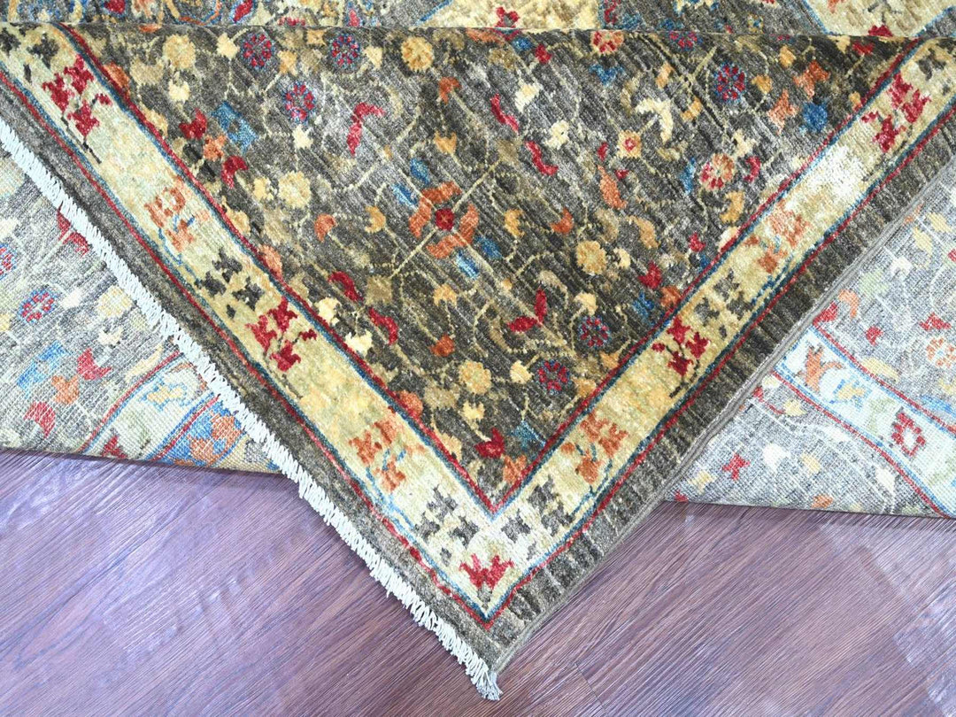 8'9" x 11'10" New Hand Knotted Grey Wool Rectangle Oriental Rug - MOA10222167