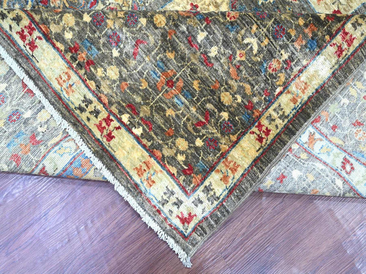 8'9" x 11'10" New Hand Knotted Grey Wool Rectangle Oriental Rug - MOA10222167