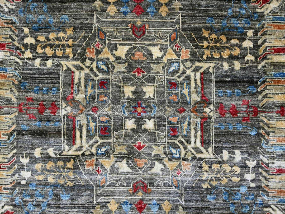 8'9" x 11'10" New Hand Knotted Grey Wool Rectangle Oriental Rug - MOA10222167