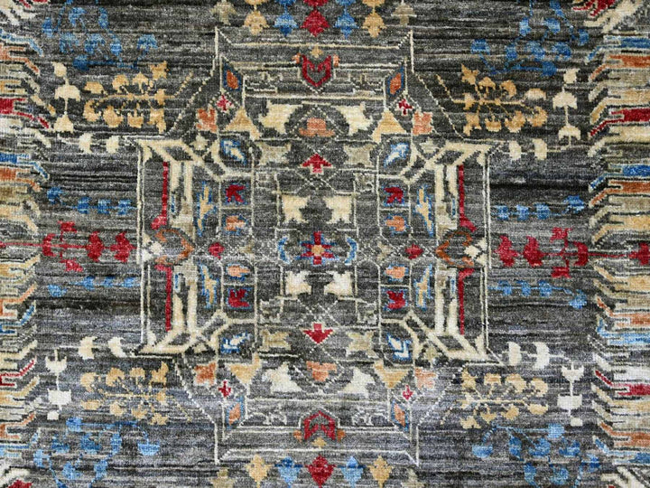 8'9" x 11'10" New Hand Knotted Grey Wool Rectangle Oriental Rug - MOA10222167