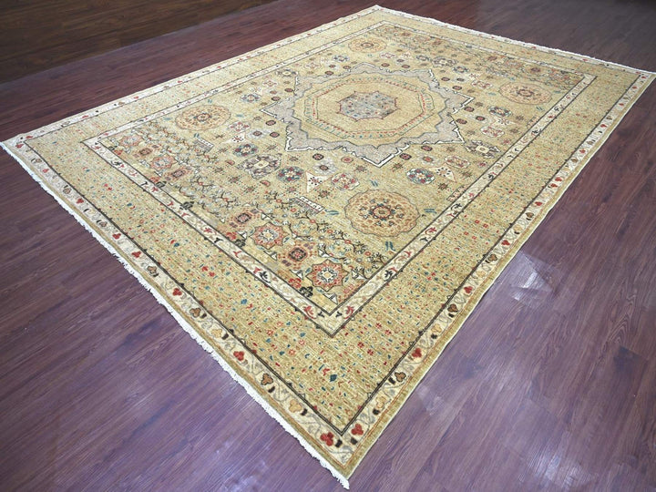 9'11" x 13'5" New Hand Knotted Green Wool Rectangle Oriental Rug - MOA10222168