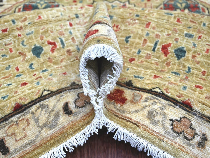 9'11" x 13'5" New Hand Knotted Green Wool Rectangle Oriental Rug - MOA10222168