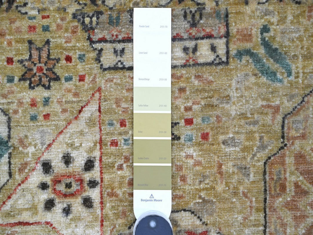 9'11" x 13'5" New Hand Knotted Green Wool Rectangle Oriental Rug - MOA10222168