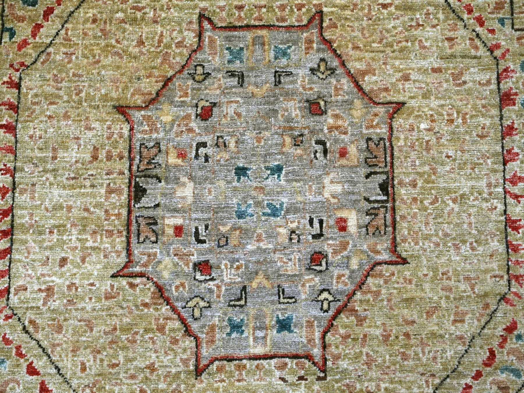 9'11" x 13'5" New Hand Knotted Green Wool Rectangle Oriental Rug - MOA10222168