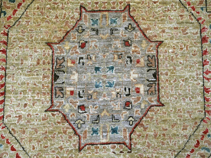 9'11" x 13'5" New Hand Knotted Green Wool Rectangle Oriental Rug - MOA10222168