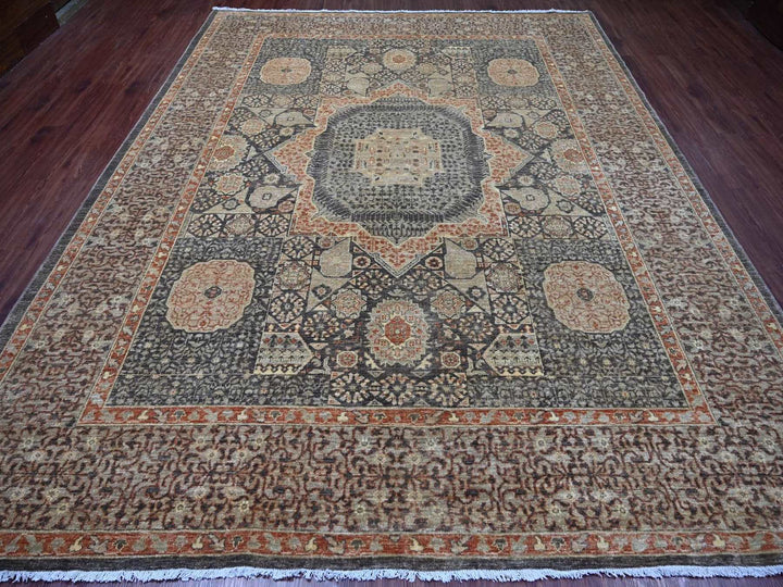 9'4" x 11'9" New Hand Knotted Brown Wool Rectangle Oriental Rug - MOA10222169
