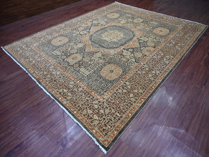 9'4" x 11'9" New Hand Knotted Brown Wool Rectangle Oriental Rug - MOA10222169