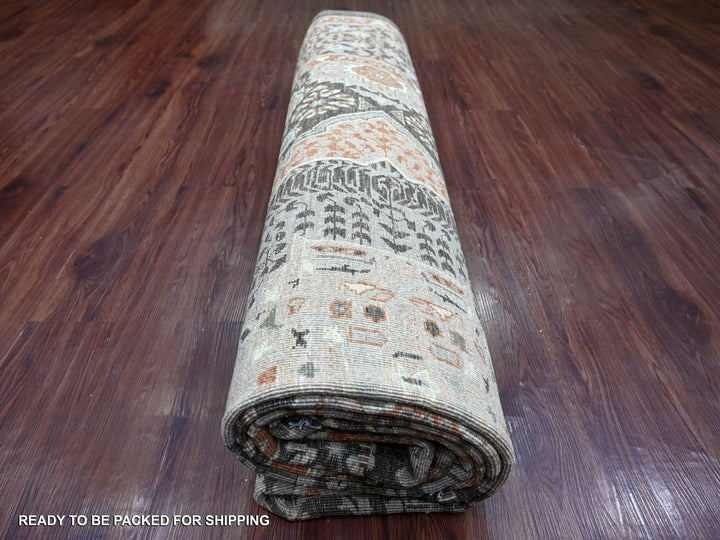 9'4" x 11'9" New Hand Knotted Brown Wool Rectangle Oriental Rug - MOA10222169