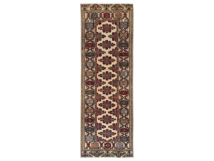 2'3" x 6'8" Vintage Hand Knotted Ivory Wool Runner Oriental Rug - MOA1022216