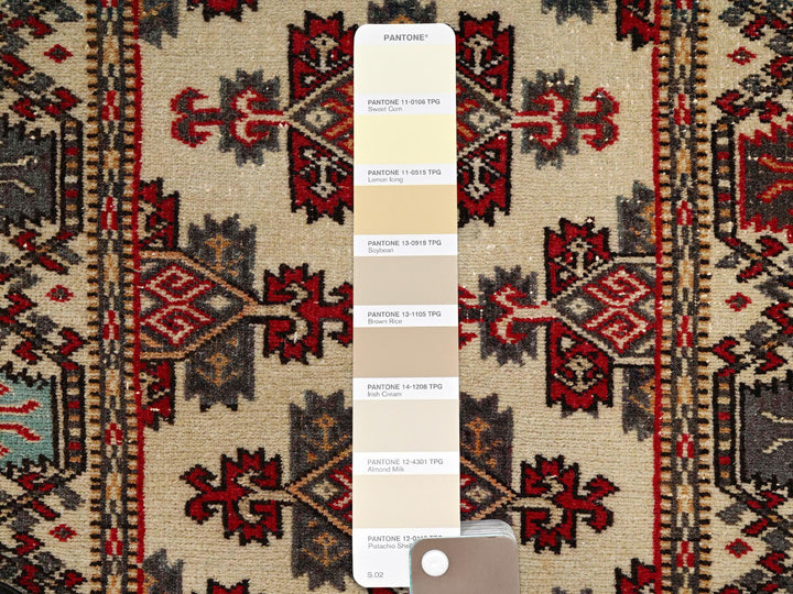 2'3" x 6'8" Vintage Hand Knotted Ivory Wool Runner Oriental Rug - MOA1022216