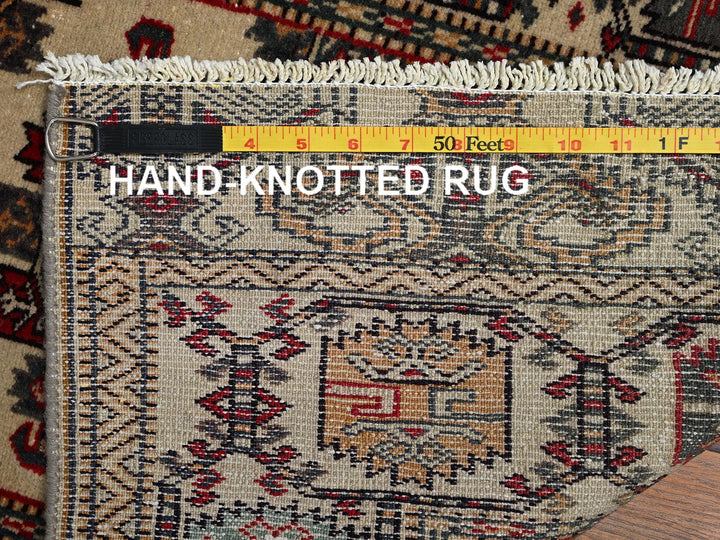 2'3" x 6'8" Vintage Hand Knotted Ivory Wool Runner Oriental Rug - MOA1022216