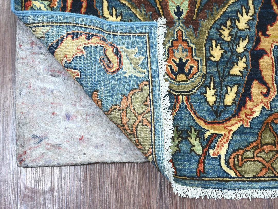 2'7" x 7'11" New Hand Knotted Blue Wool Runner Oriental Rug - MOA10222172