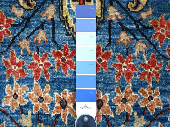 2'7" x 7'11" New Hand Knotted Blue Wool Runner Oriental Rug - MOA10222172