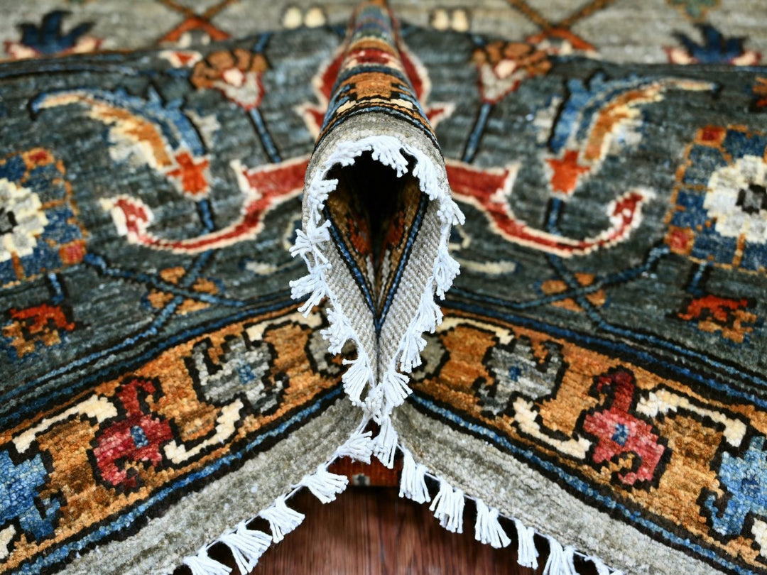8'1" x 10'3" New Hand Knotted Grey Wool Rectangle Oriental Rug - MOA10222173
