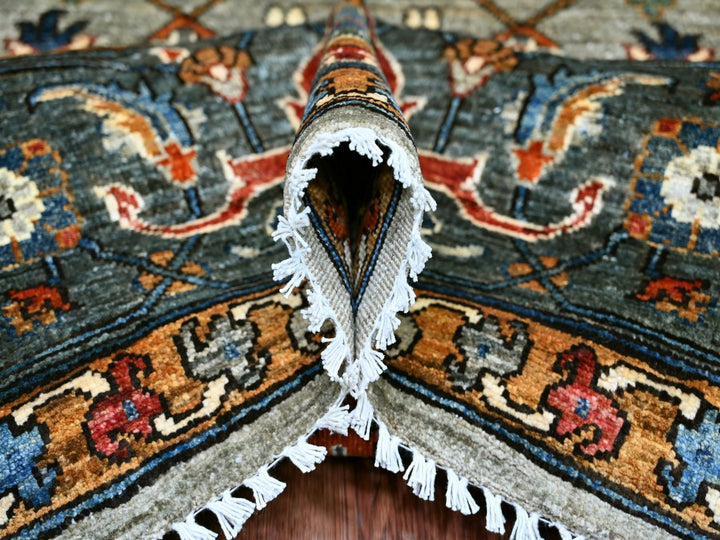 8'1" x 10'3" New Hand Knotted Grey Wool Rectangle Oriental Rug - MOA10222173
