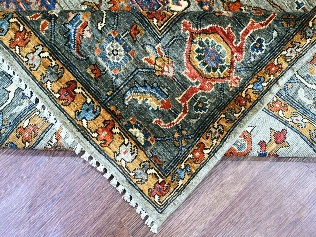 8'1" x 10'3" New Hand Knotted Grey Wool Rectangle Oriental Rug - MOA10222173