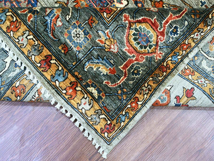8'1" x 10'3" New Hand Knotted Grey Wool Rectangle Oriental Rug - MOA10222173