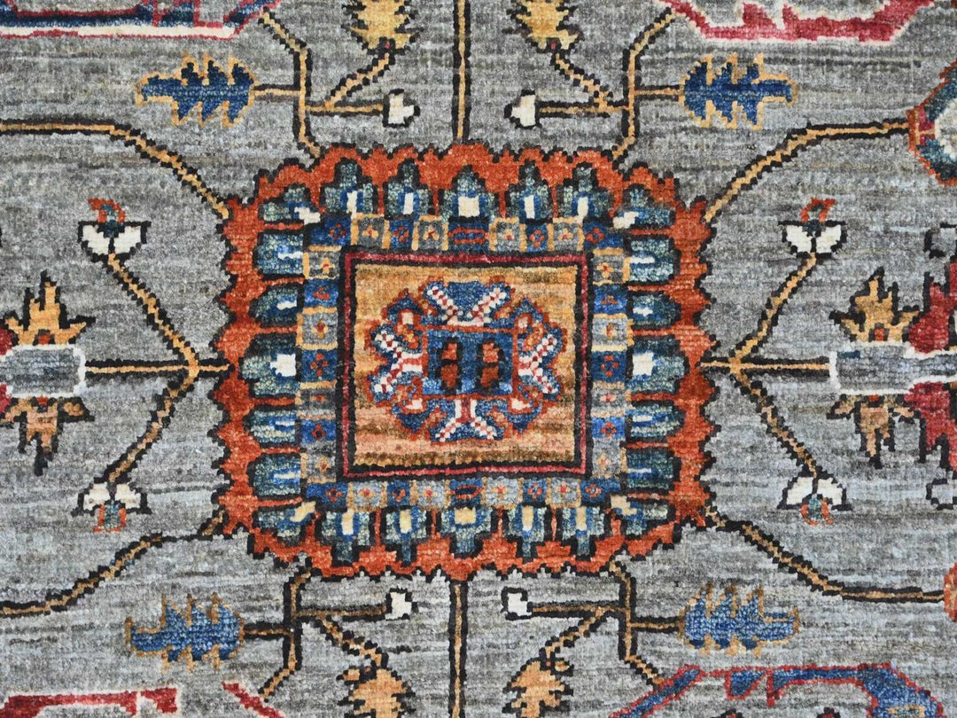 8'1" x 10'3" New Hand Knotted Grey Wool Rectangle Oriental Rug - MOA10222173