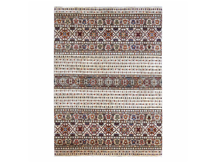 8'1" x 11'3" New Hand Knotted Ivory Wool Rectangle Oriental Rug - MOA10222175