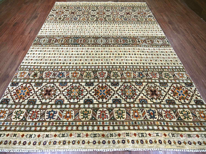 8'1" x 11'3" New Hand Knotted Ivory Wool Rectangle Oriental Rug - MOA10222175