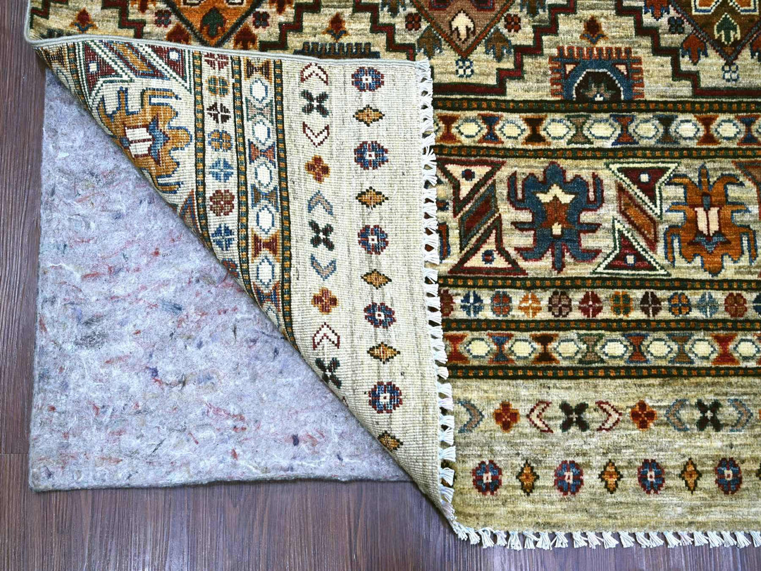 8'1" x 11'3" New Hand Knotted Ivory Wool Rectangle Oriental Rug - MOA10222175