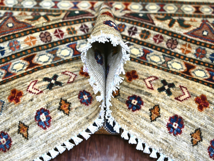 8'1" x 11'3" New Hand Knotted Ivory Wool Rectangle Oriental Rug - MOA10222175