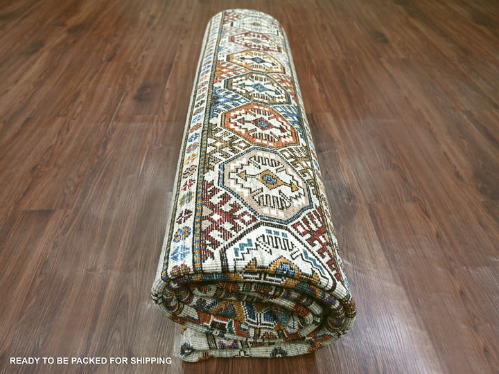 8'1" x 11'3" New Hand Knotted Ivory Wool Rectangle Oriental Rug - MOA10222175