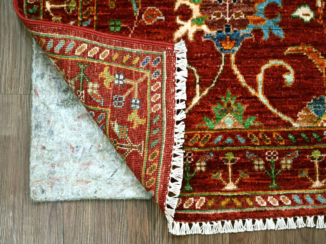 2'7" x 3'10" New Hand Knotted Red Wool Rectangle Oriental Rug - MOA10222178