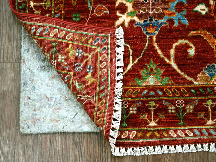 2'7" x 3'10" New Hand Knotted Red Wool Rectangle Oriental Rug - MOA10222178