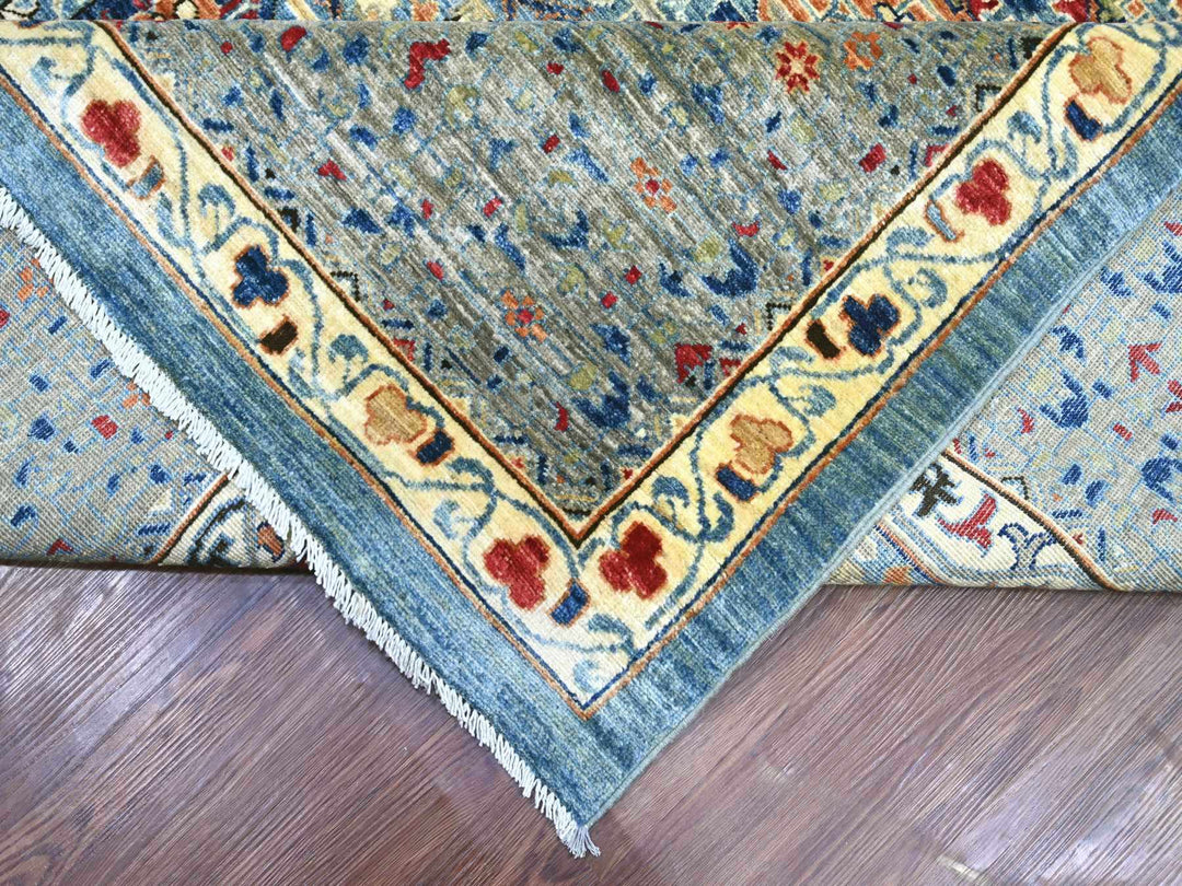 12'0" x 15'9" New Hand Knotted Blue Wool Rectangle Oriental Rug - MOA10222179