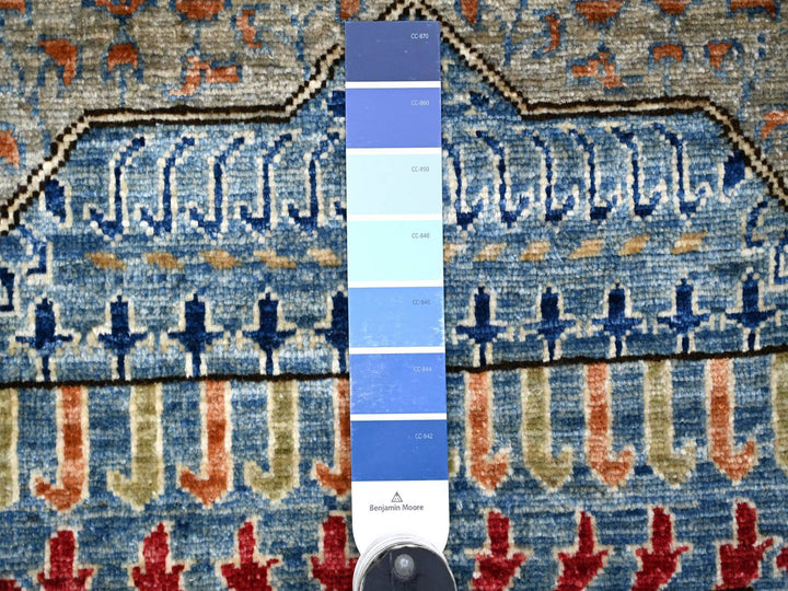 12'0" x 15'9" New Hand Knotted Blue Wool Rectangle Oriental Rug - MOA10222179