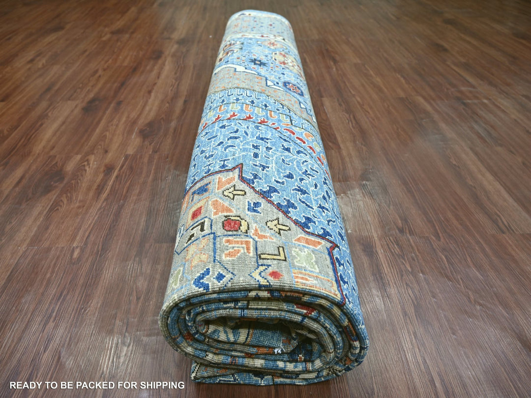 12'0" x 15'9" New Hand Knotted Blue Wool Rectangle Oriental Rug - MOA10222179