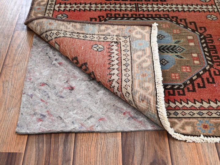 2'1" x 9'7" Vintage Hand Knotted Orange Wool Runner Oriental Rug - MOA1022217