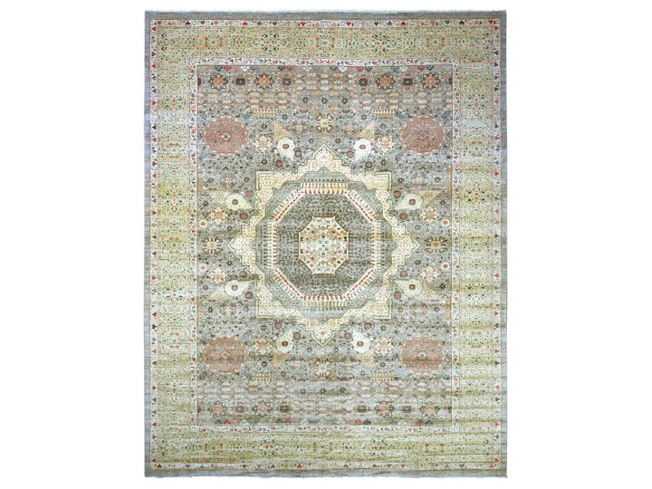 12'1" x 15'5" New Hand Knotted Grey Wool Rectangle Oriental Rug - MOA10222180