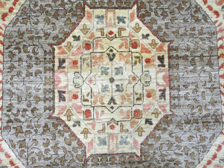 12'1" x 15'5" New Hand Knotted Grey Wool Rectangle Oriental Rug - MOA10222180