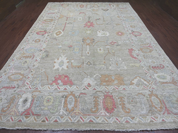 9'10" x 13'7" New Hand Knotted Green Wool Rectangle Oriental Rug - MOA10222181