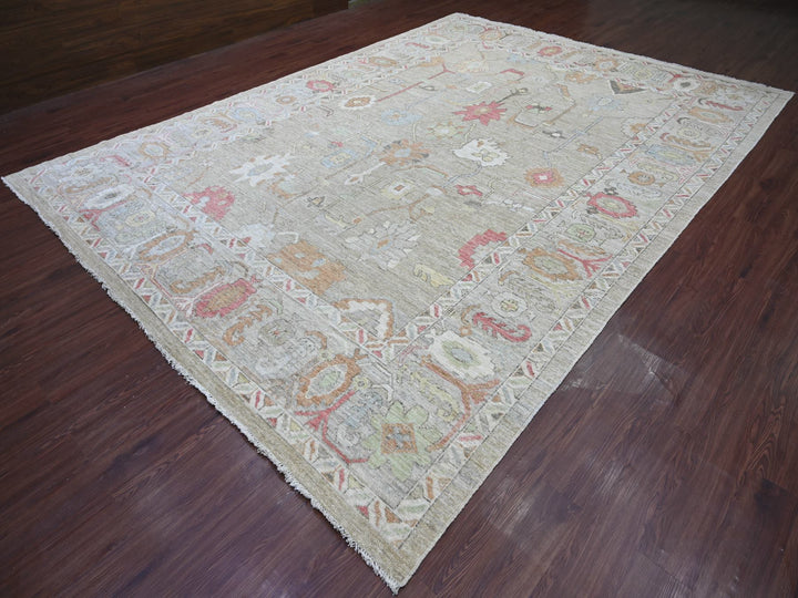 9'10" x 13'7" New Hand Knotted Green Wool Rectangle Oriental Rug - MOA10222181
