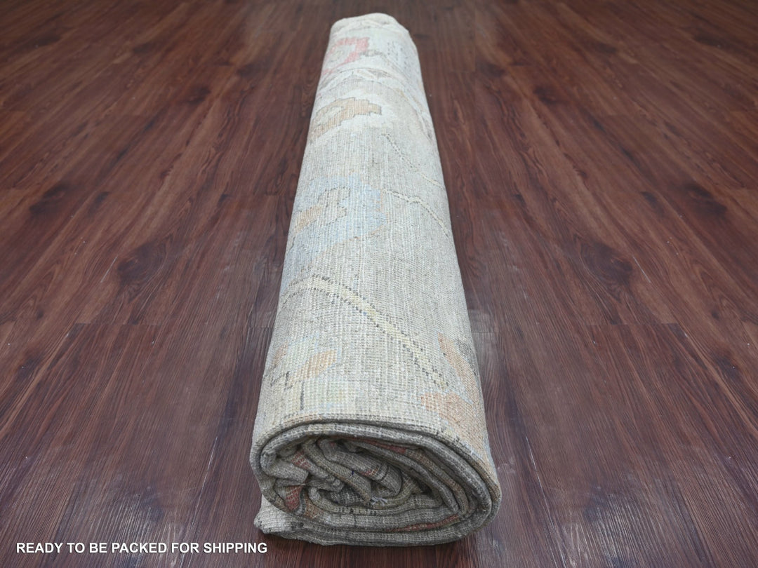 9'10" x 13'7" New Hand Knotted Green Wool Rectangle Oriental Rug - MOA10222181