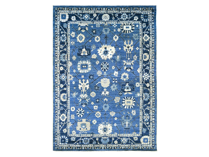 9'9" x 13'7" New Hand Knotted Blue Wool Rectangle Oriental Rug - MOA10222182