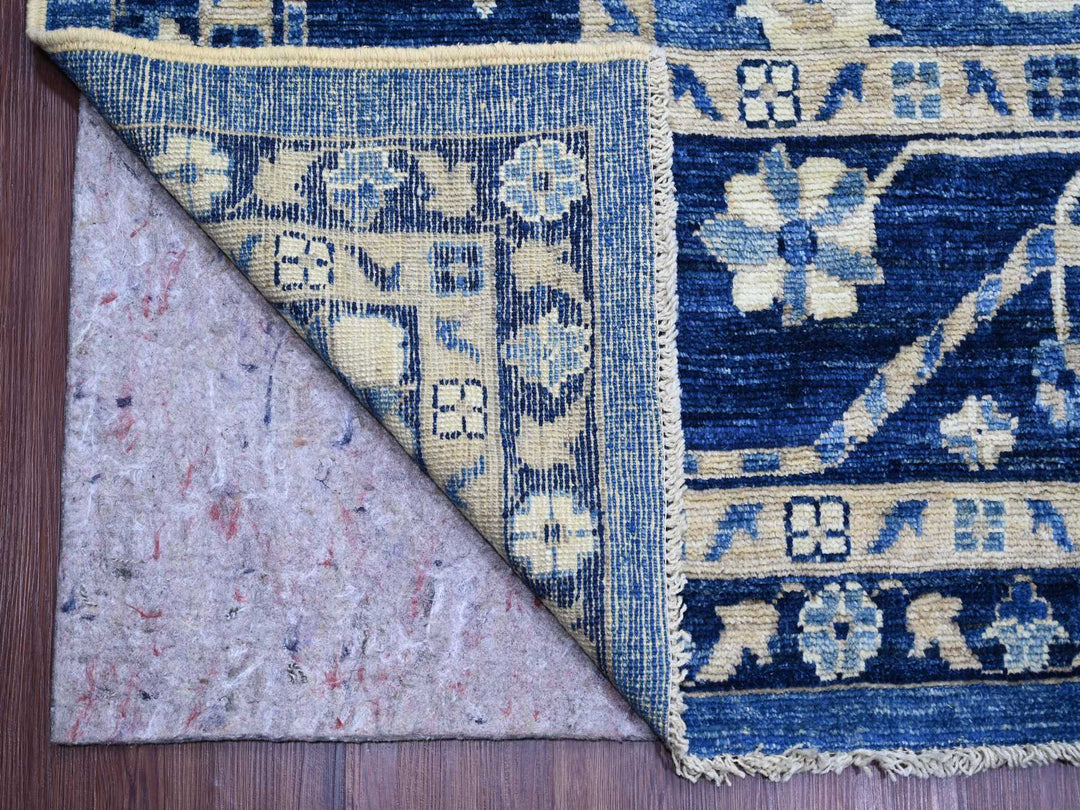 9'9" x 13'7" New Hand Knotted Blue Wool Rectangle Oriental Rug - MOA10222182