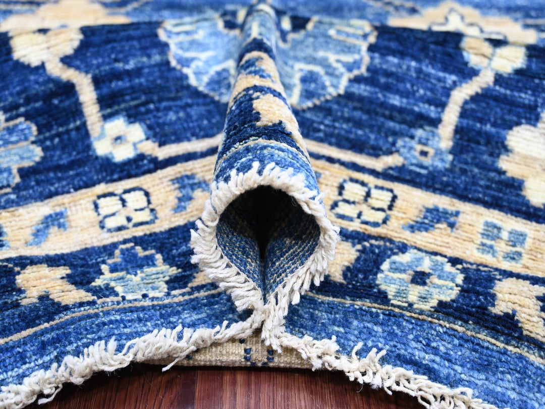 9'9" x 13'7" New Hand Knotted Blue Wool Rectangle Oriental Rug - MOA10222182