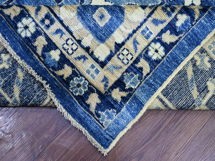 9'9" x 13'7" New Hand Knotted Blue Wool Rectangle Oriental Rug - MOA10222182