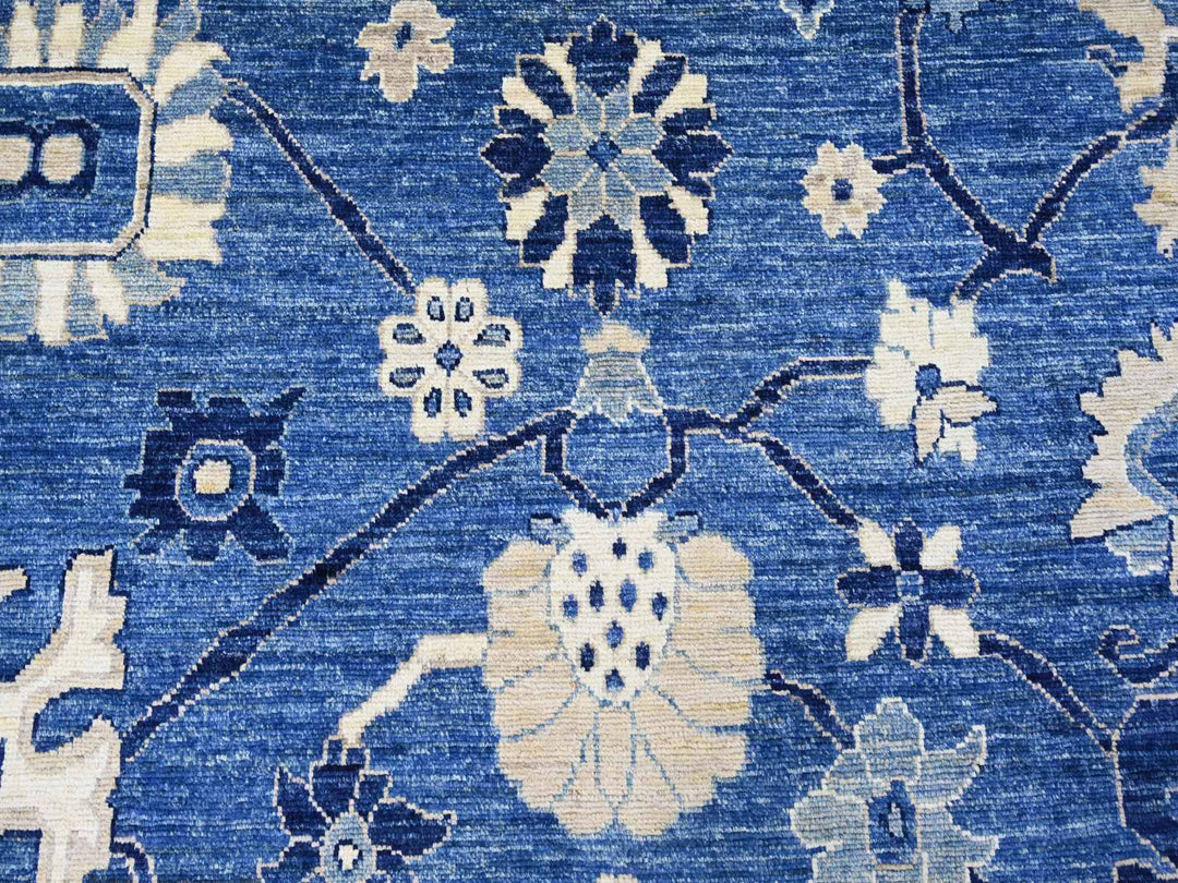 9'9" x 13'7" New Hand Knotted Blue Wool Rectangle Oriental Rug - MOA10222182