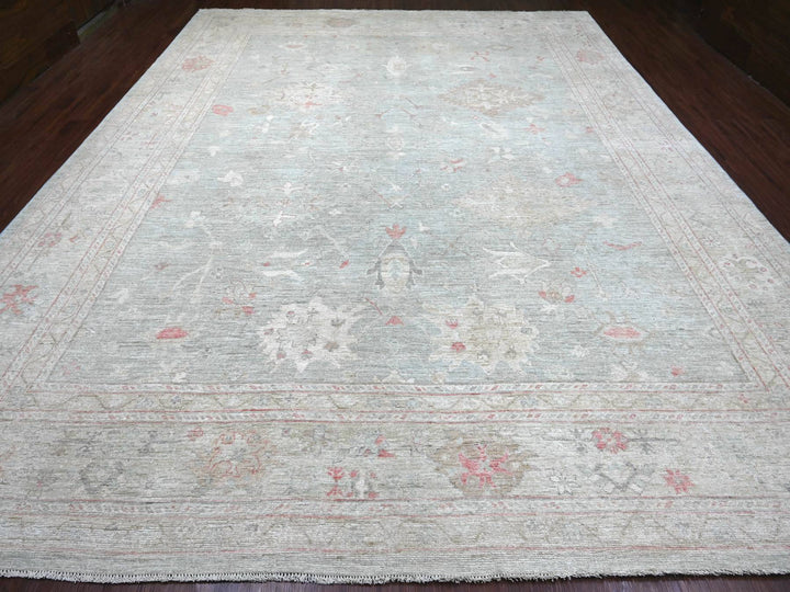 11'5" x 14'7" New Hand Knotted Green Wool Rectangle Oriental Rug - MOA10222183