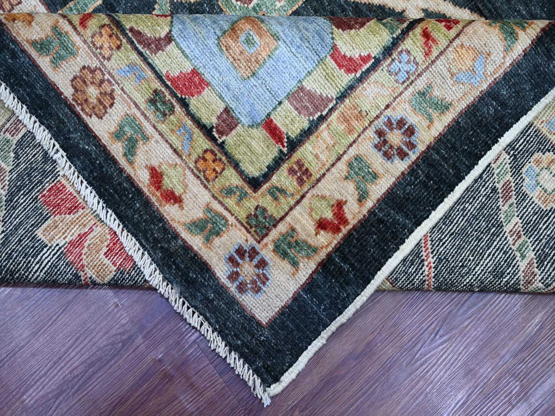 12'1" x 15'7" New Hand Knotted Green Wool Rectangle Oriental Rug - MOA10222184
