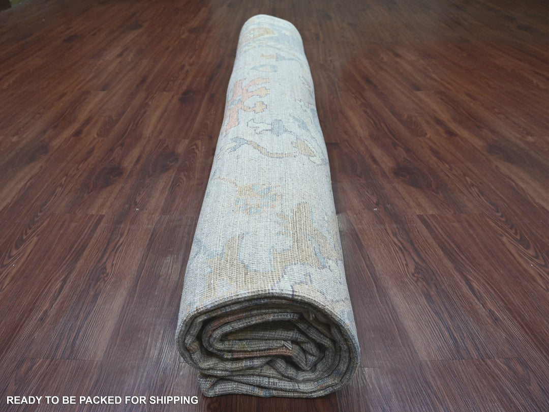 11'10" x 14'6" New Hand Knotted Grey Wool Rectangle Oriental Rug - MOA10222185