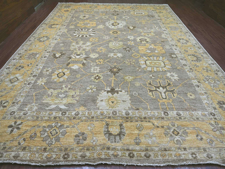 11'8" x 15'2" New Hand Knotted Brown Wool Rectangle Oriental Rug - MOA10222186