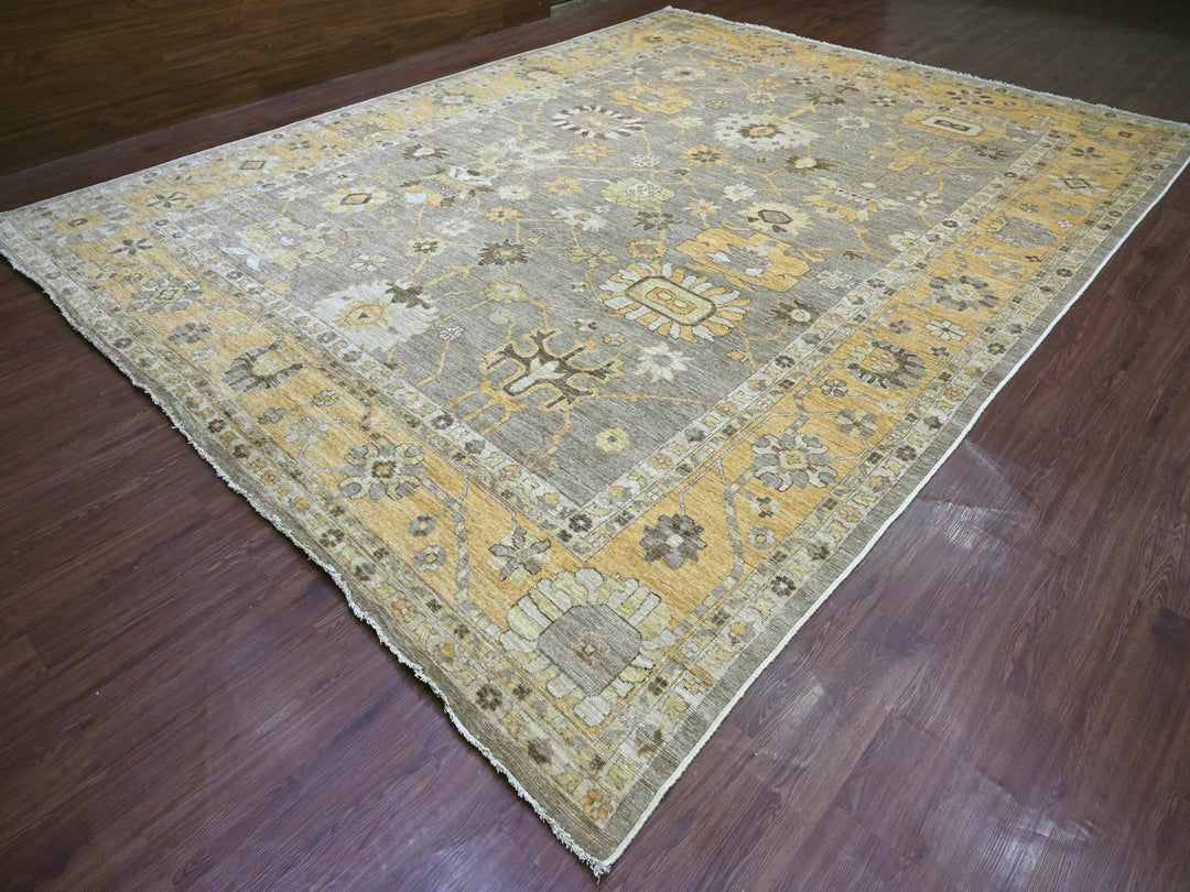 11'8" x 15'2" New Hand Knotted Brown Wool Rectangle Oriental Rug - MOA10222186