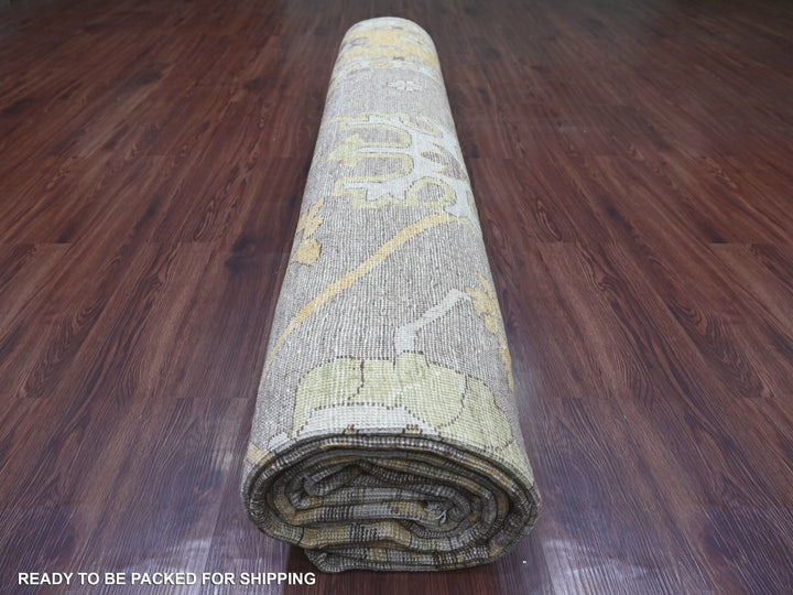 11'8" x 15'2" New Hand Knotted Brown Wool Rectangle Oriental Rug - MOA10222186