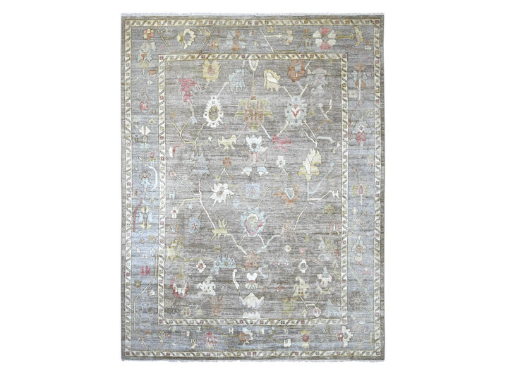 9'3" x 11'10" New Hand Knotted Brown Wool Rectangle Oriental Rug - MOA10222187
